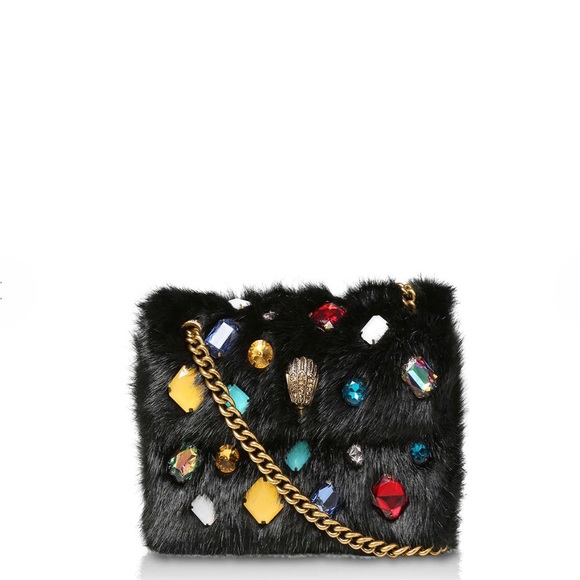 Kurt Geiger Bags Kurt Geiger Mini Kensington Black Faux Fur Cross